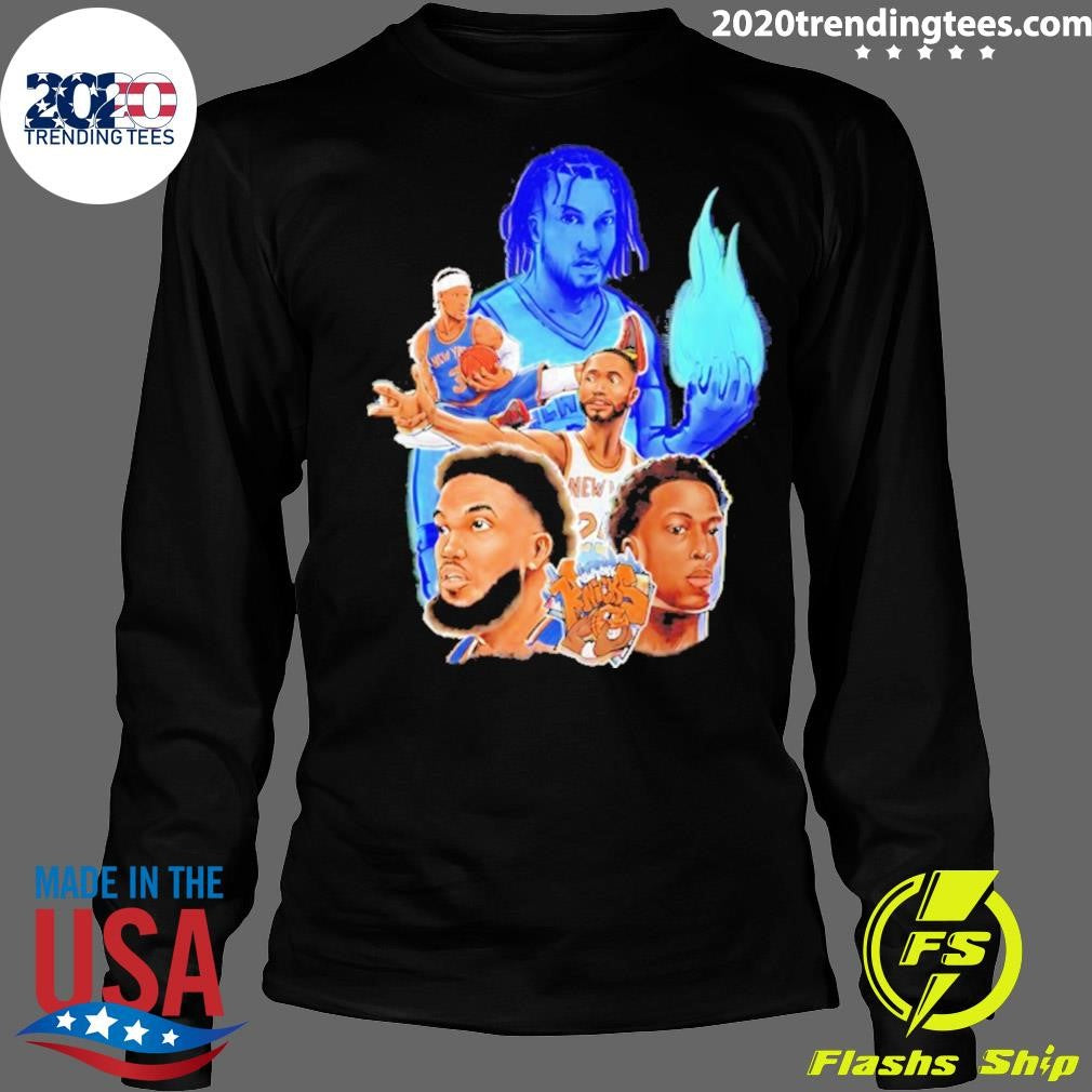 Knicks Jalen Brunson And Og Anunoby Mikal Bridges And Karl-anthony Towns Art Graphic Shirt