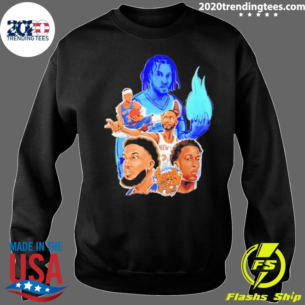 Knicks Jalen Brunson And Og Anunoby Mikal Bridges And Karl-anthony Towns Art Graphic Shirt