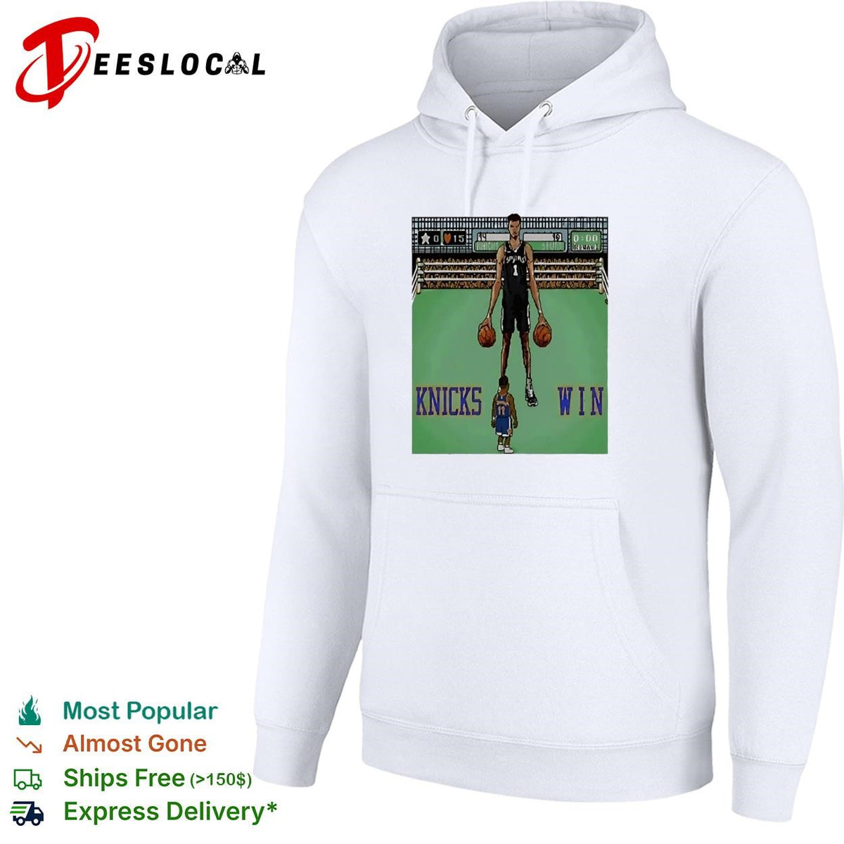 Knicks win retro arcade basketball game graphic shirt