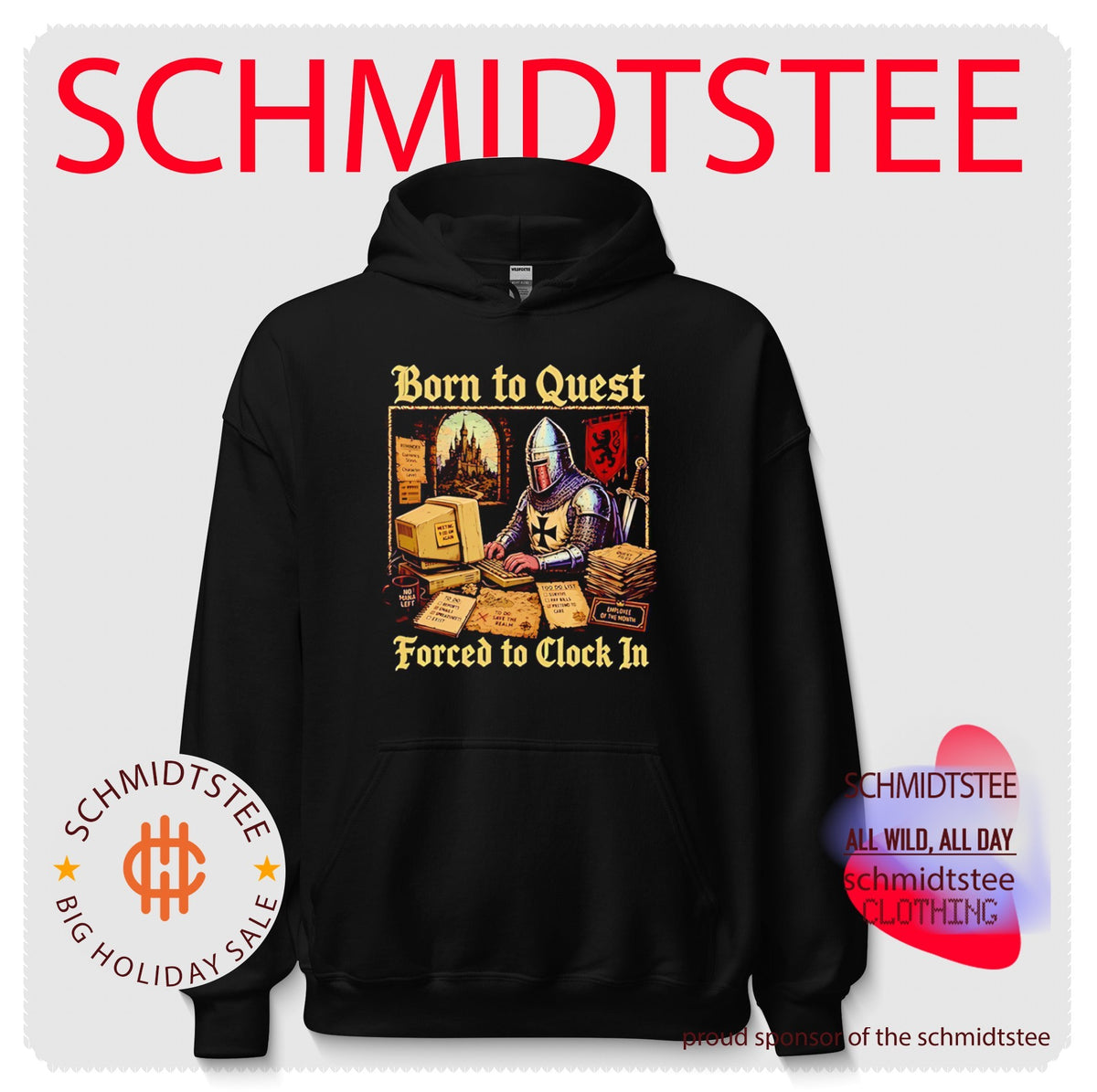 Knight Born to quest forced to clock in no mana left shirt