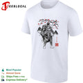 Kratos God of War Japanese sumi-e ink cherry blossom art shirt