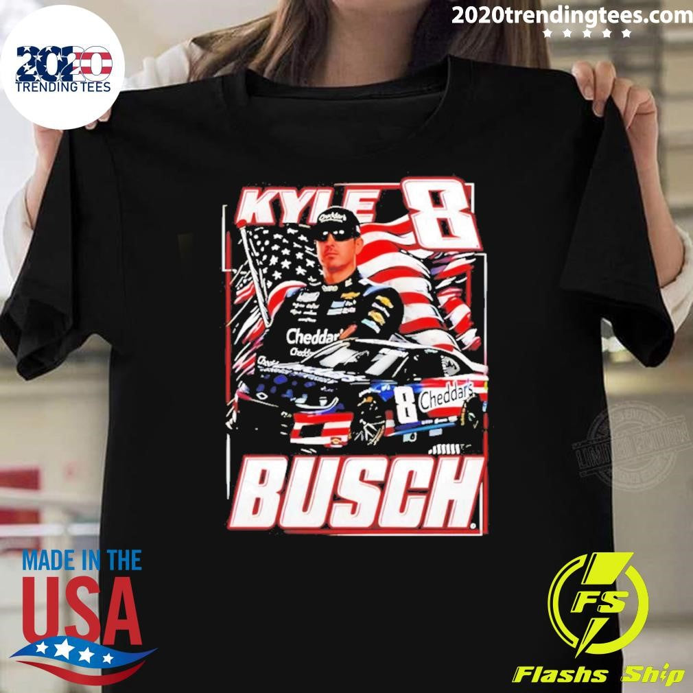 Kyle Busch 8 Cheddar’s Patriotic Paint Scheme American flag Racing Shirt