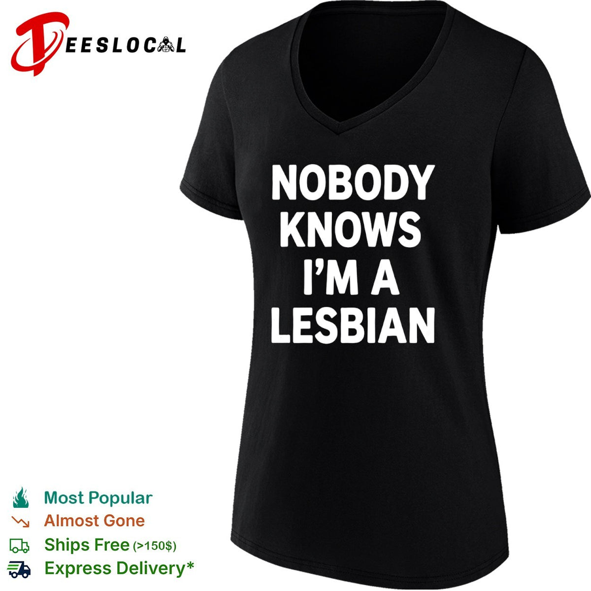 LGBTQ pride month bold text nobody knows im a lesbian shirt