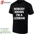 LGBTQ pride month bold text nobody knows im a lesbian shirt