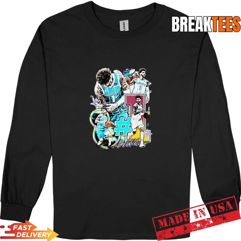 LaMelo Ball Charlotte Hornets NBA number 1 player collage T-Shirt