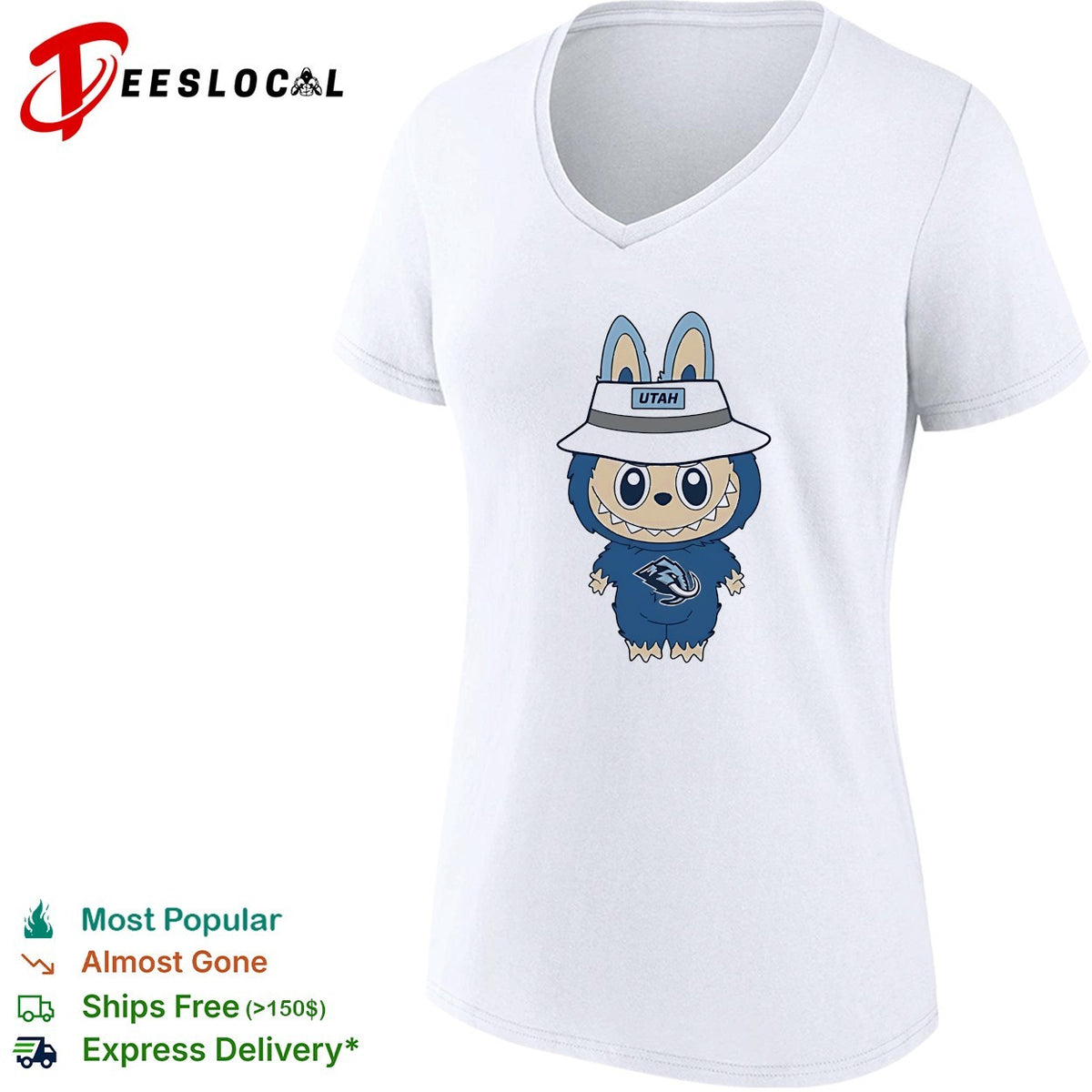 Labubu wearing Utah Mammoth jersey mascot shirt
