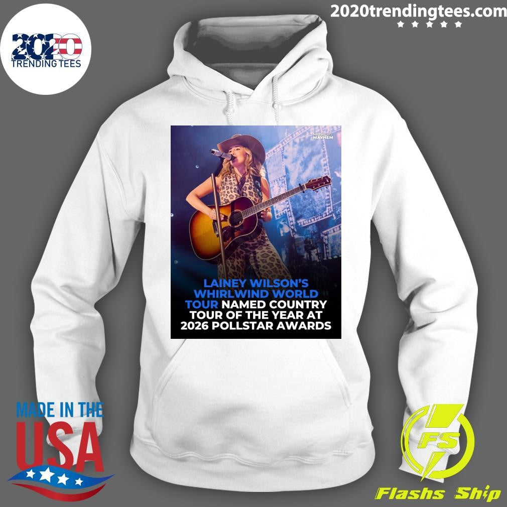 Lainey Wilson’s Whirlwind World Tour has been named Country Tour of The Year at the 37th Annual Pollstar Awards Shirt