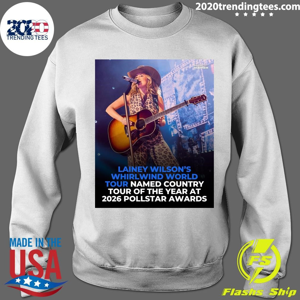 Lainey Wilson’s Whirlwind World Tour has been named Country Tour of The Year at the 37th Annual Pollstar Awards Shirt
