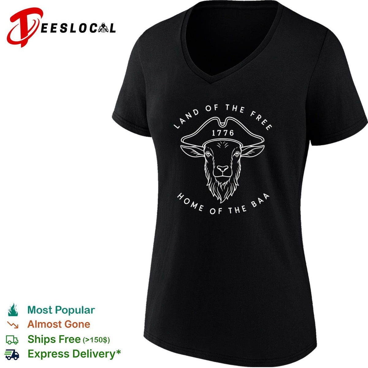 Land of the Free Home of the Baa 1776 Goat shirt