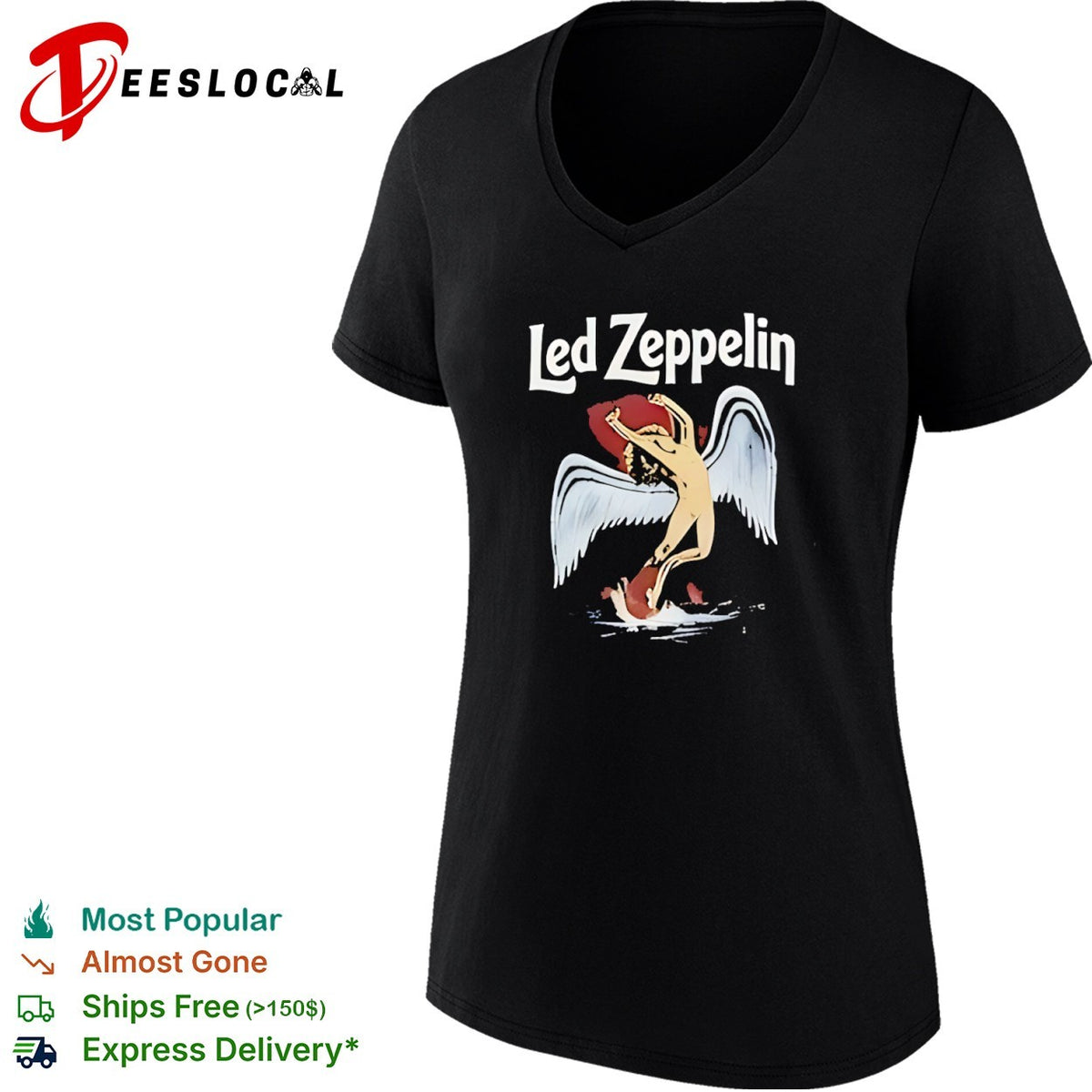 Led Zeppelin Icarus Swan Song Logo Rock Band Music Shirt