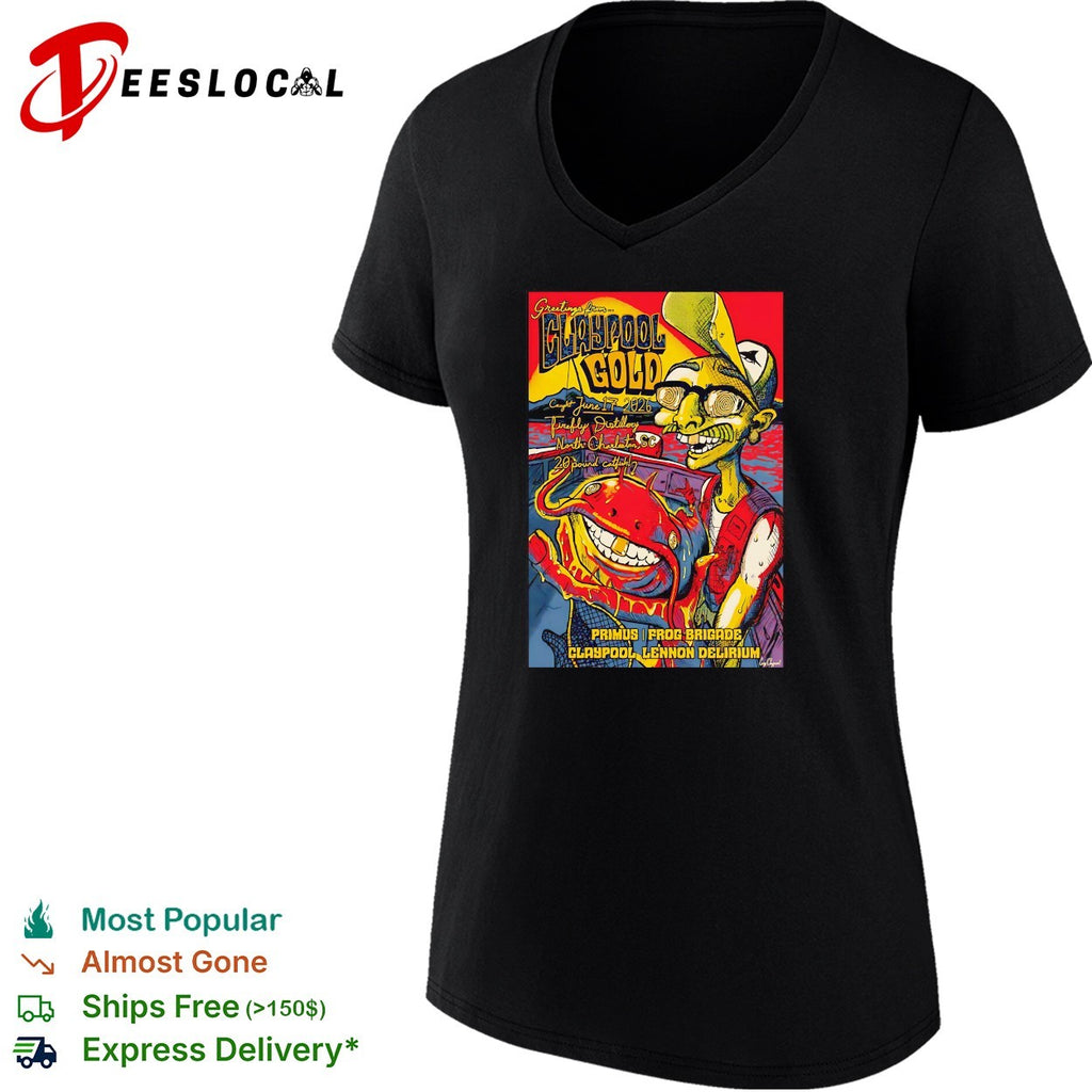 Les Claypool Primus Frog Brigade Lennon Delirium Greetings from Claypool Gold shirt