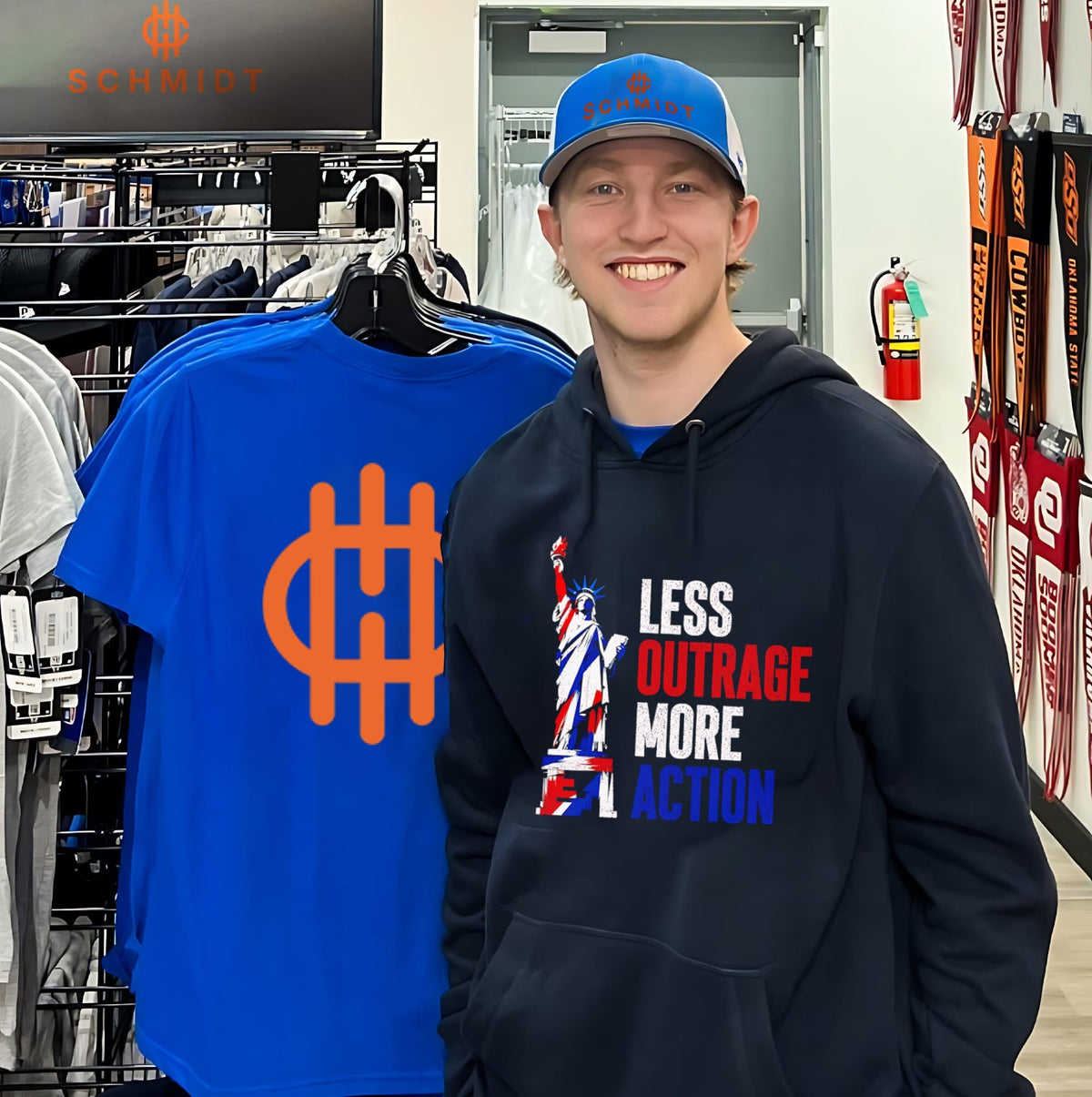 Less outrage more action State of Liberty shirt
