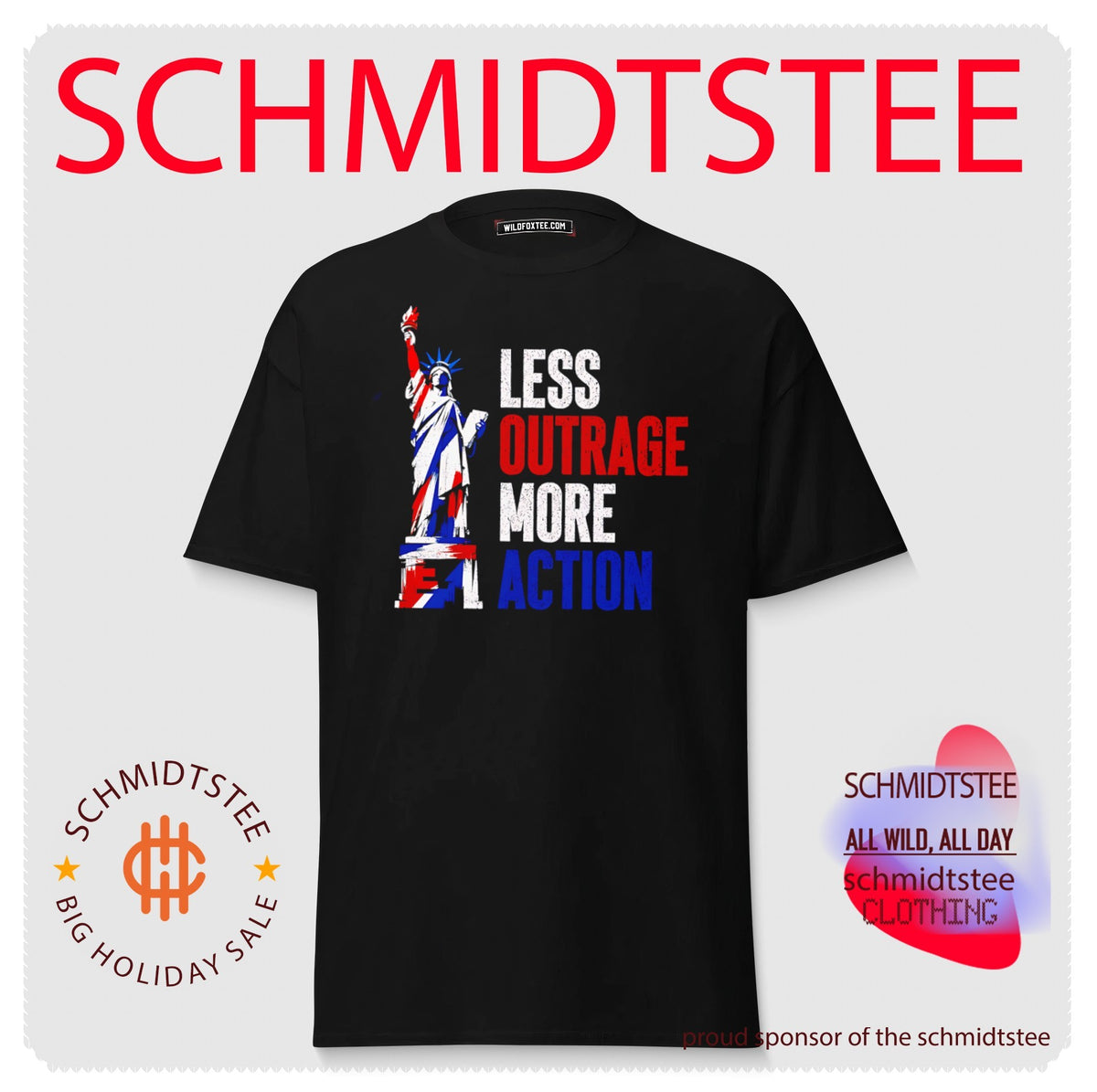 Less outrage more action State of Liberty shirt