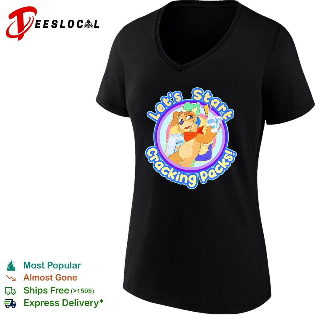Let is Start Cracking Packs Cartoon Dog Mascot Trading Card Hobby Collectible shirt