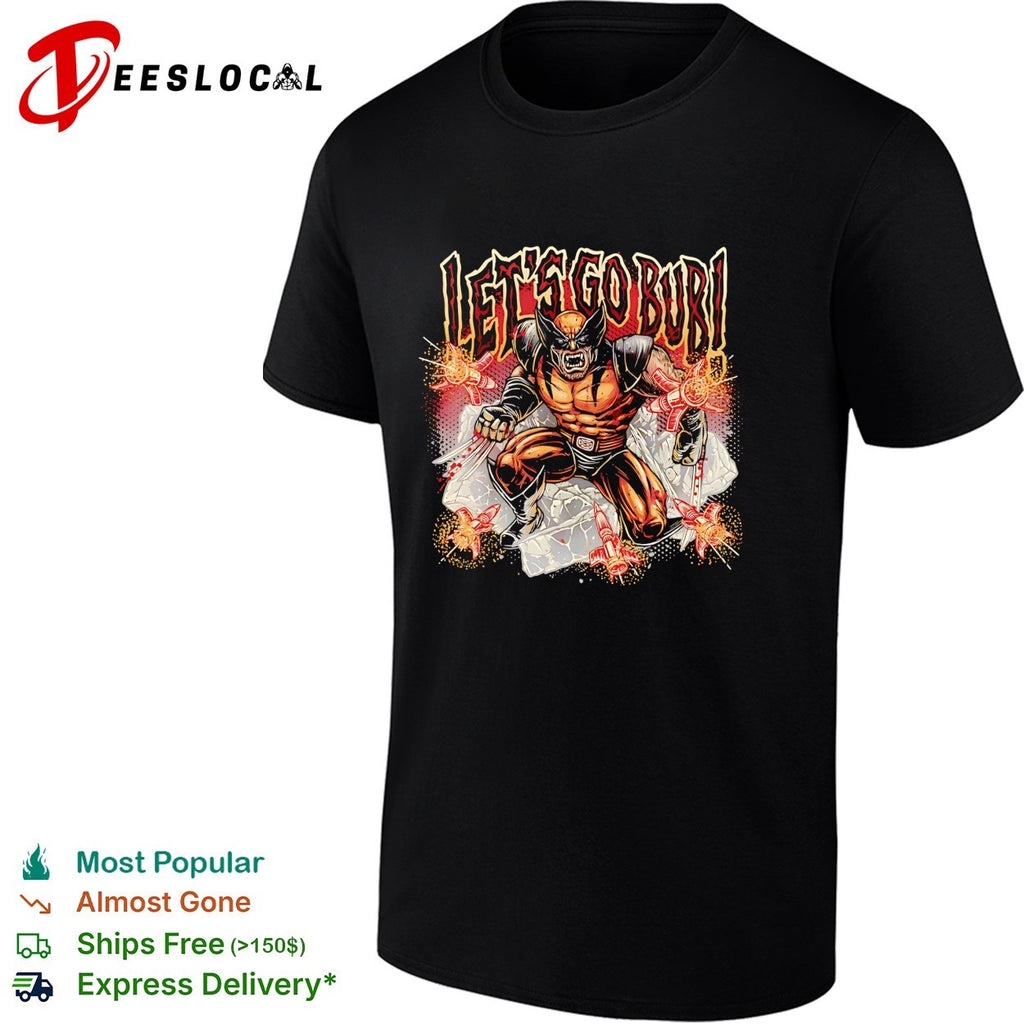 Let’s go Bub Wolverine claws through wall action lightning comic art shirt