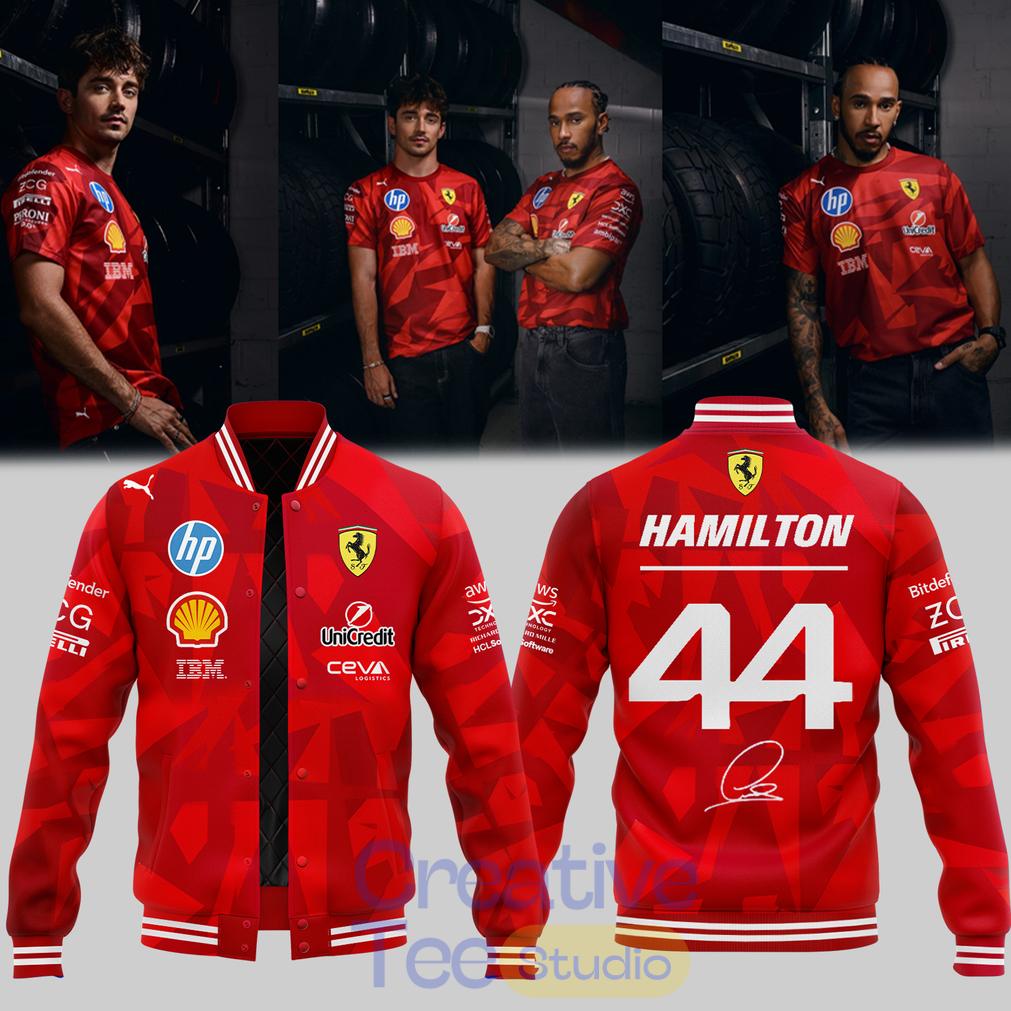 Lewis Hamilton Ferrari Signature 44 Baseball Jacket
