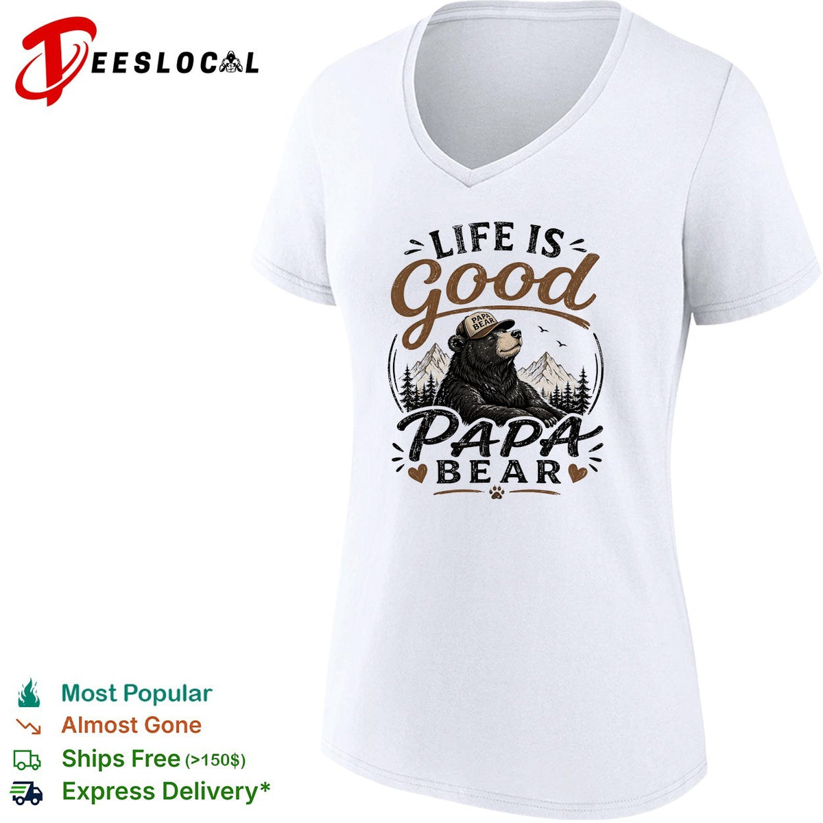 Life is good Papa Bear mountain forest trees nature art shirt