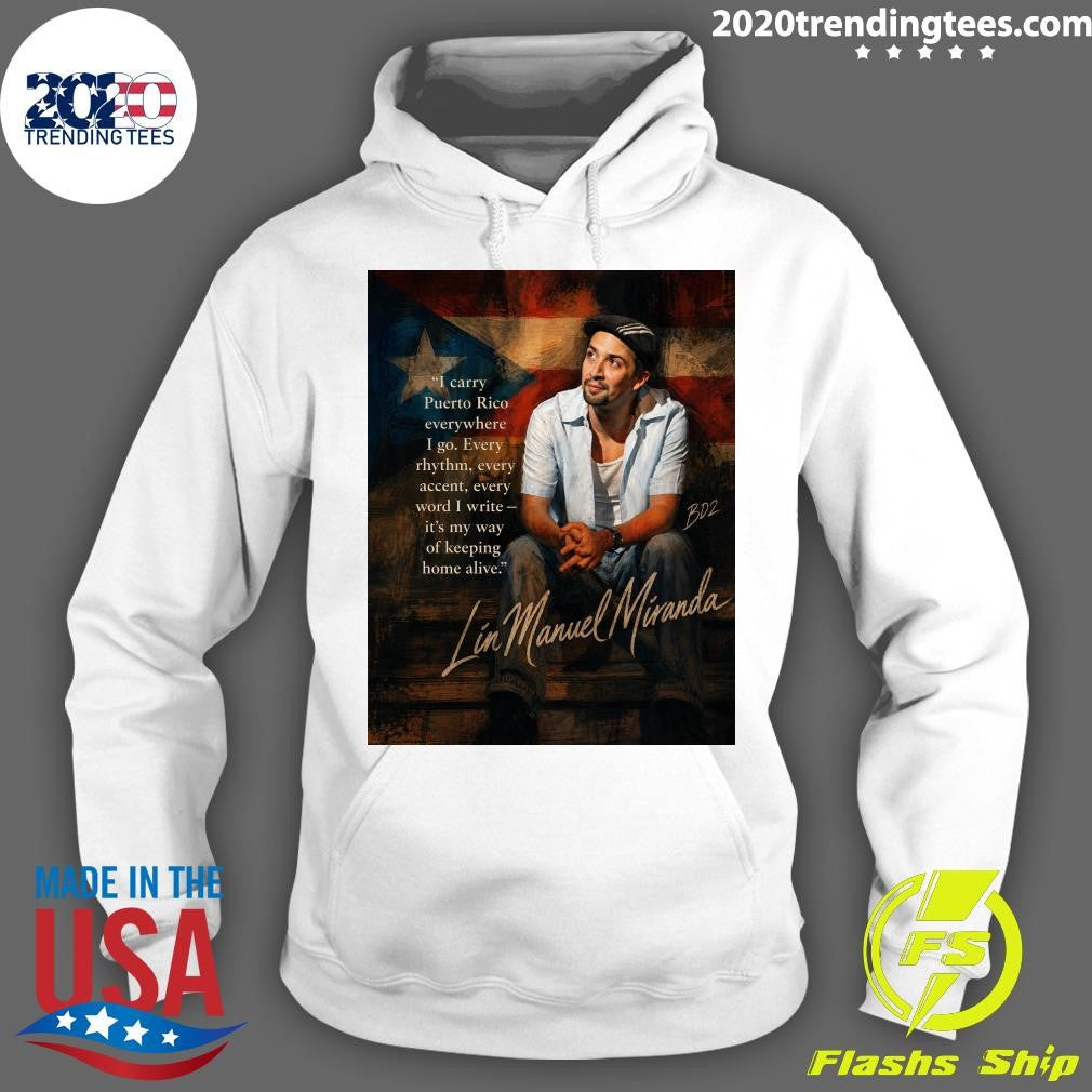 Lin-Manuel Miranda Carrying Puerto Rico in Every Word Shirt