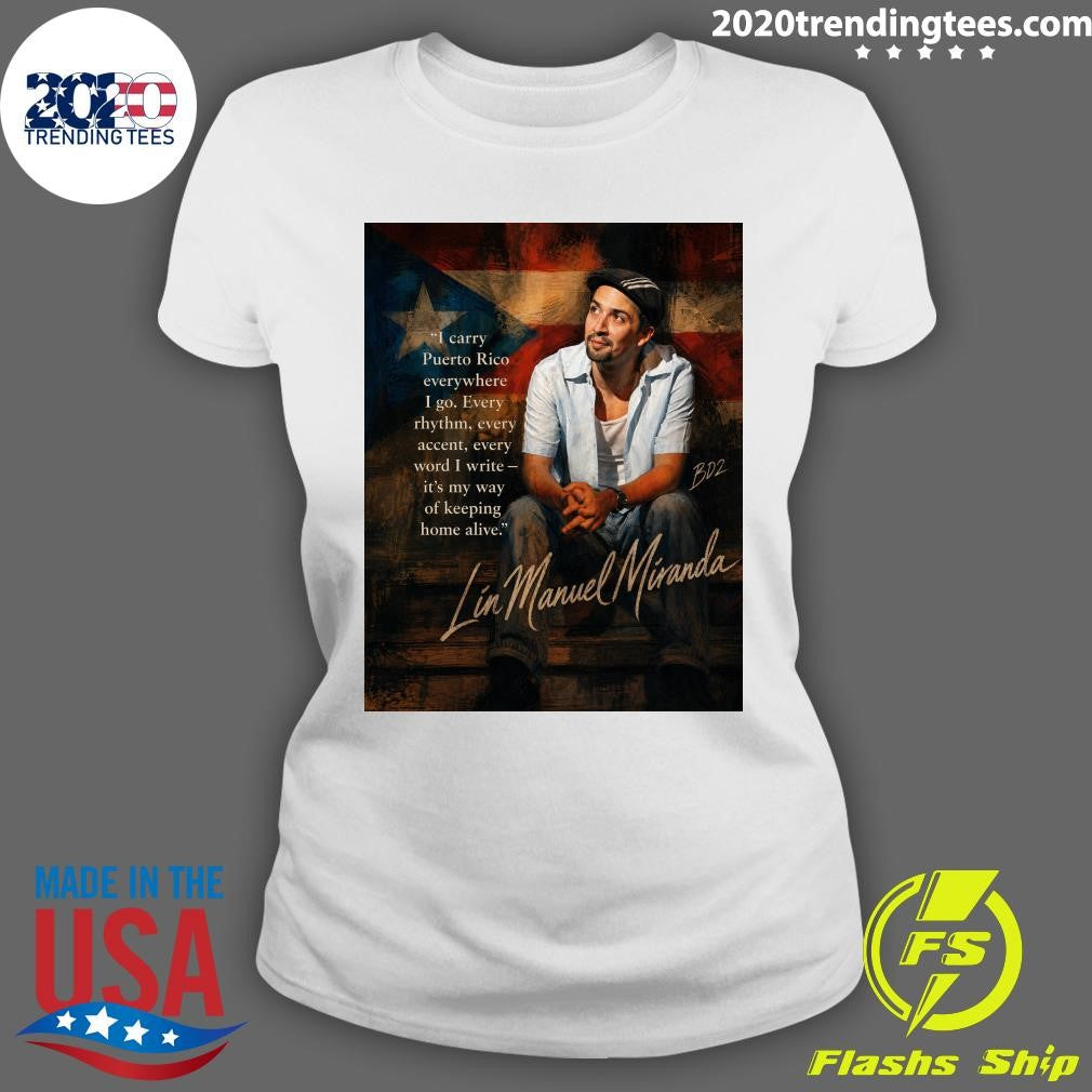 Lin-Manuel Miranda Carrying Puerto Rico in Every Word Shirt