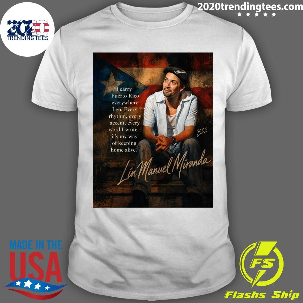 Lin-Manuel Miranda Carrying Puerto Rico in Every Word Shirt