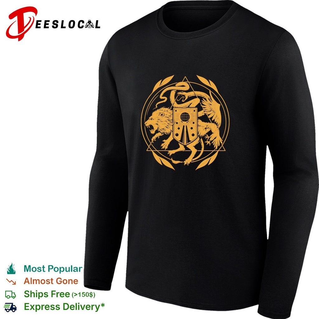 Lion dragon snake crest heraldic gold emblem gothic shirt