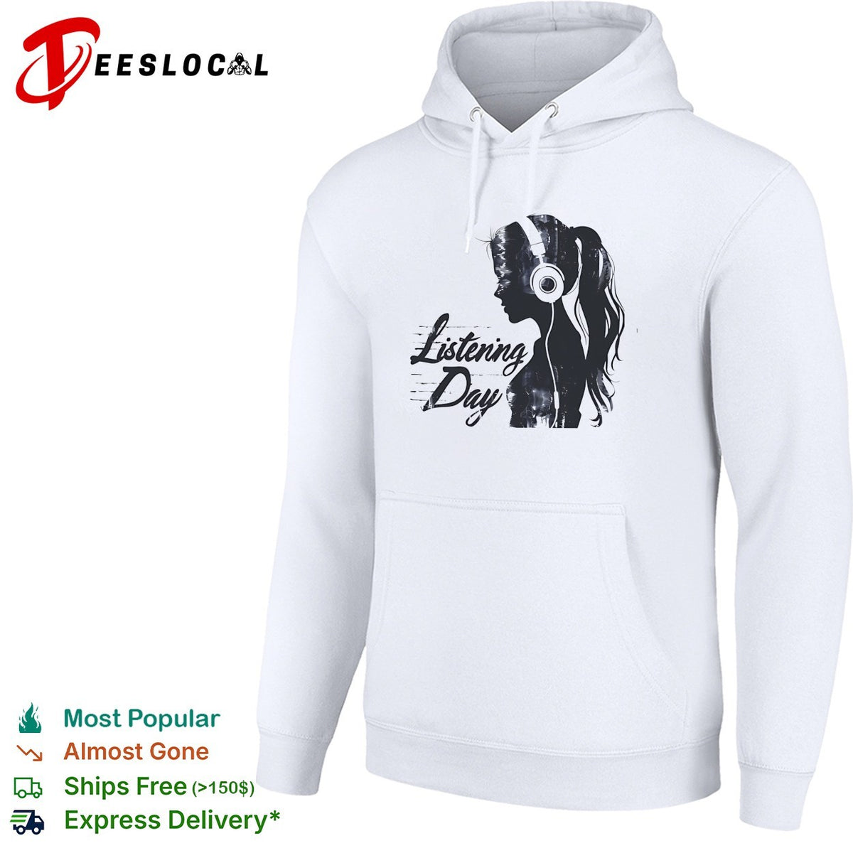 Listening Day silhouette headphones audio music concert abstract shirt