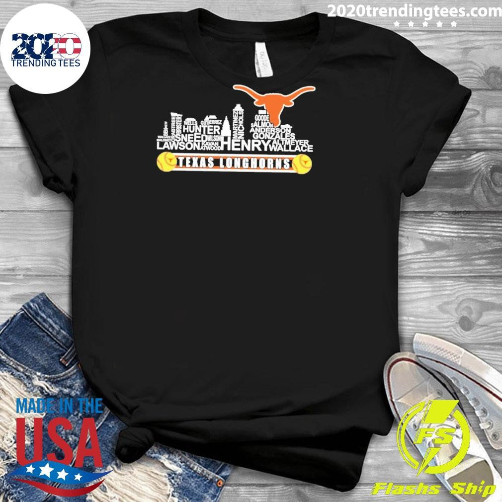 Longhorns Softball Player Name City Skyline Shirt