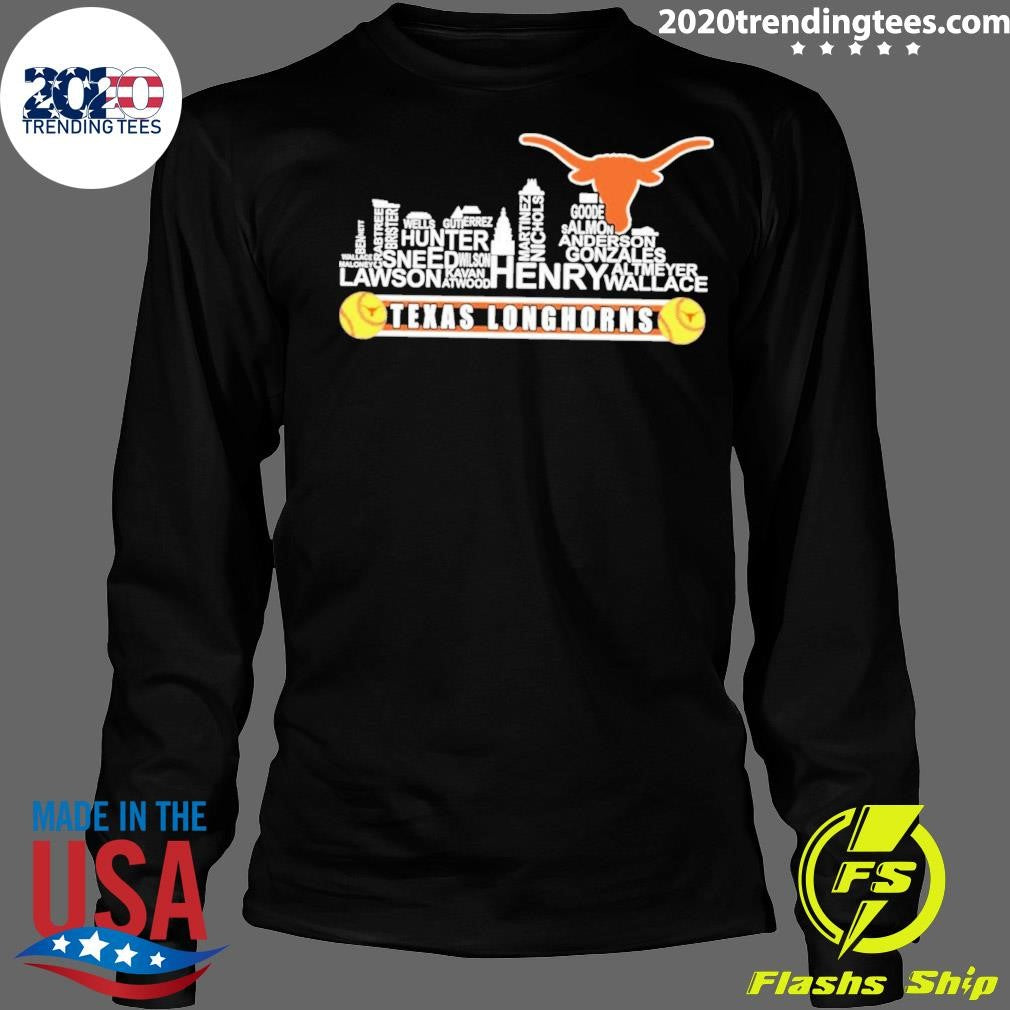 Longhorns Softball Player Name City Skyline Shirt