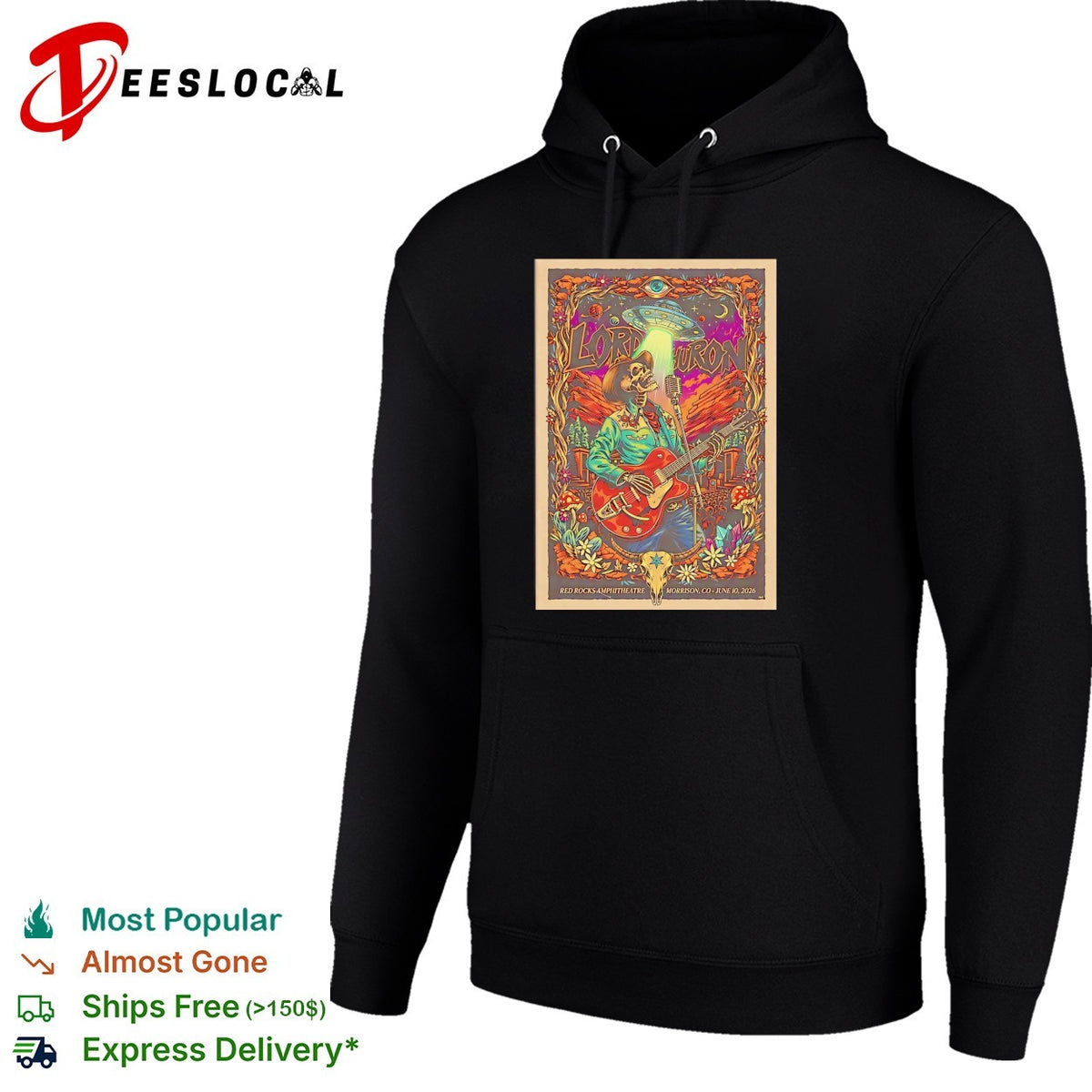 Lord Huron skeleton guitarist Red Rocks Morrison CO June 30 2026 concert poster shirt