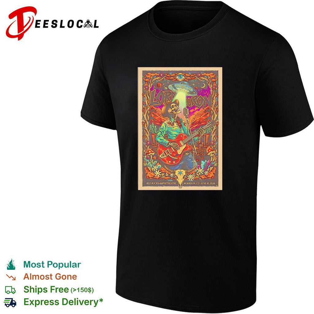 Lord Huron skeleton guitarist Red Rocks Morrison CO June 30 2026 concert poster shirt