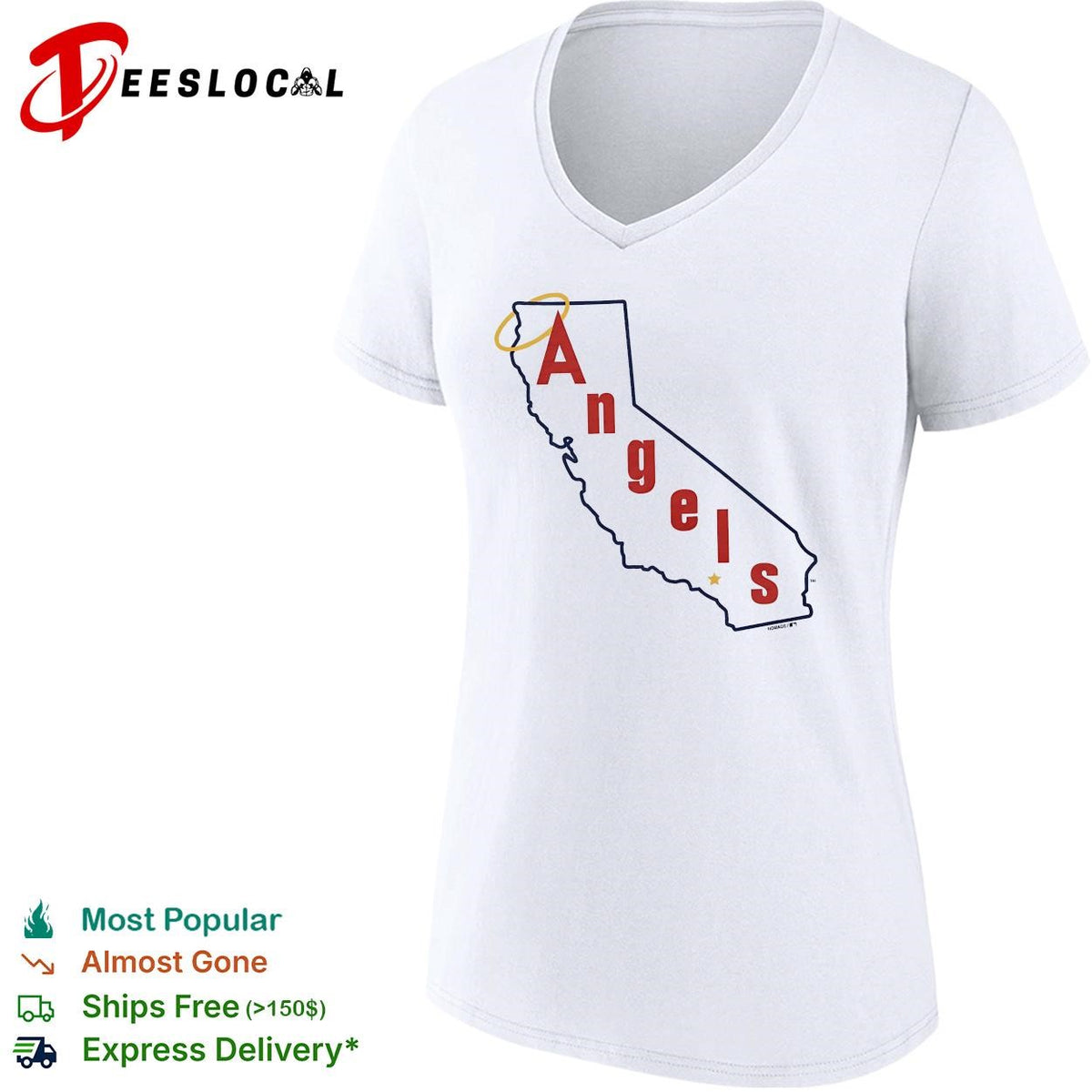 Los Angeles Angels California state silhouette Angels script logo shirt