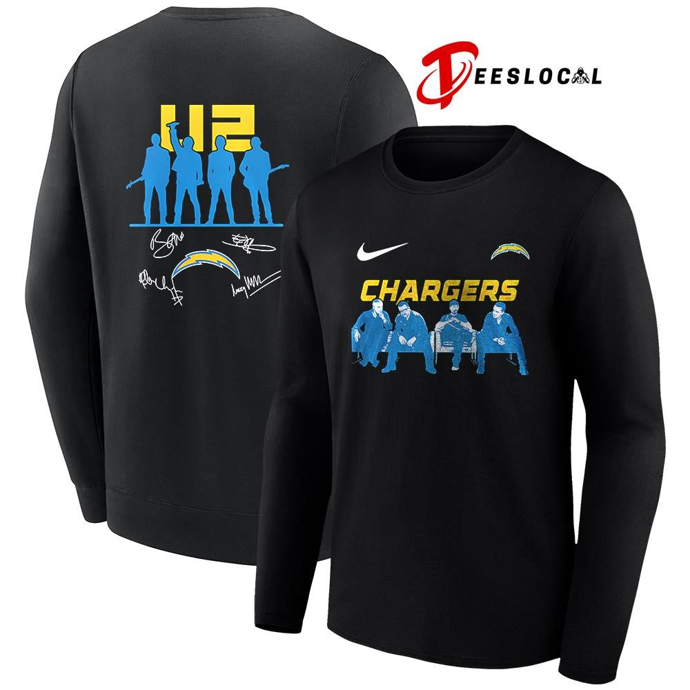 Los Angeles Chargers x U2 band signature silhouette shirt