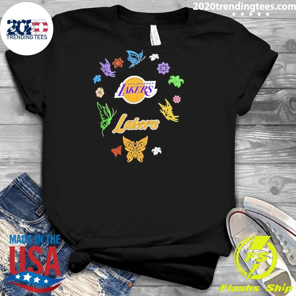 Los Angeles Lakers Carl Banks Spring Bloom Butterfly Shirt