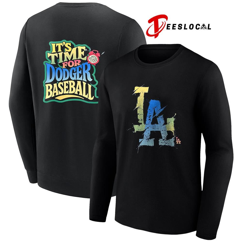LosAngelesDodgersit’stimeforDodgersbaseballcolorfullogoshirt