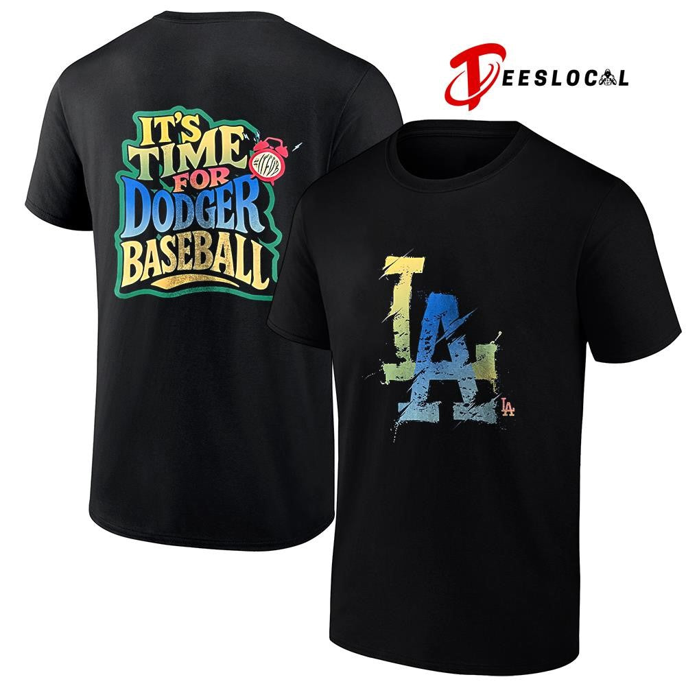 LosAngelesDodgersit’stimeforDodgersbaseballcolorfullogoshirt