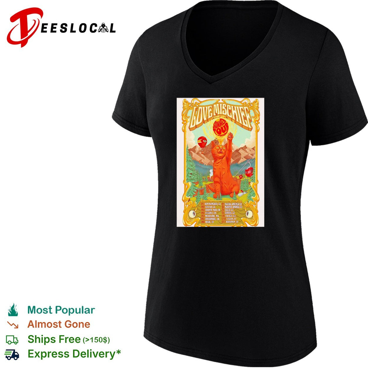 Love Mischief Summer Tour 2024 Cat Mountain Concert Poster Art Schedule shirt