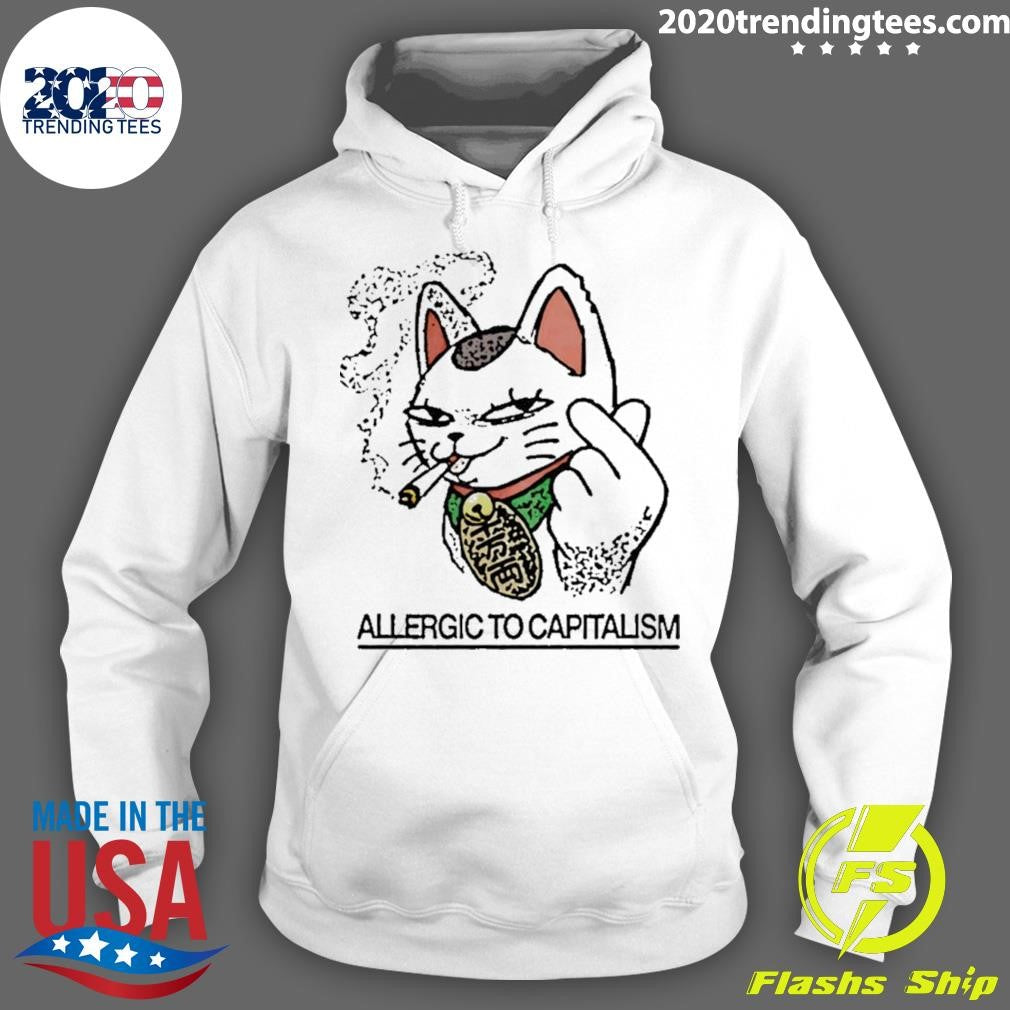Lucky Cat Smoking Allergic To Capitalism Shirt