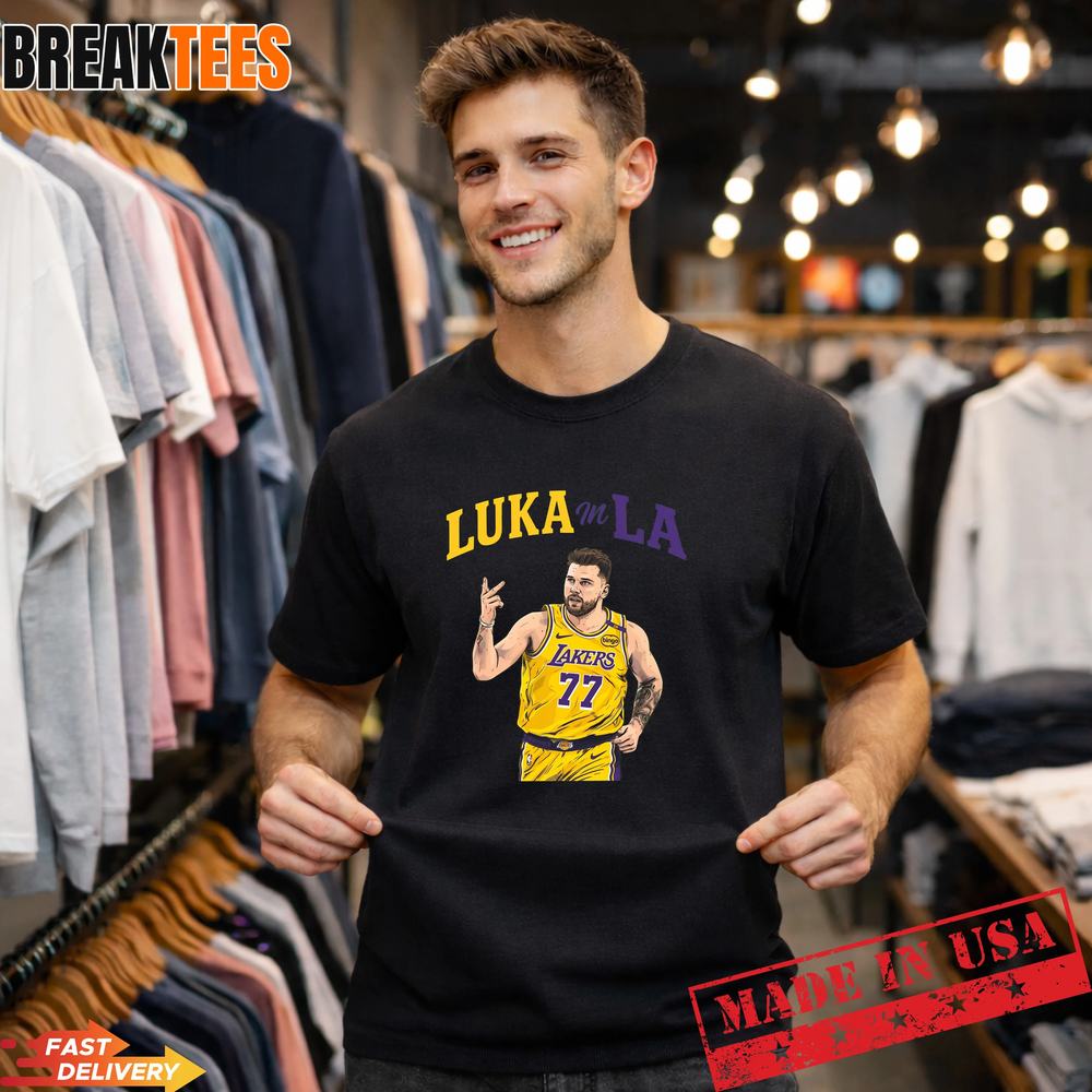 Luka Doncic #77 Lakers Purple and Gold Shirt – NBA Fantasy Concept Graphic Tee