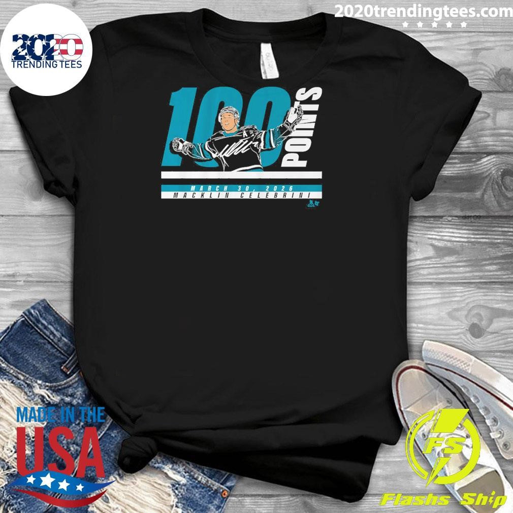 Macklin Celebrini 100 Points March 30, 2026 Shirt