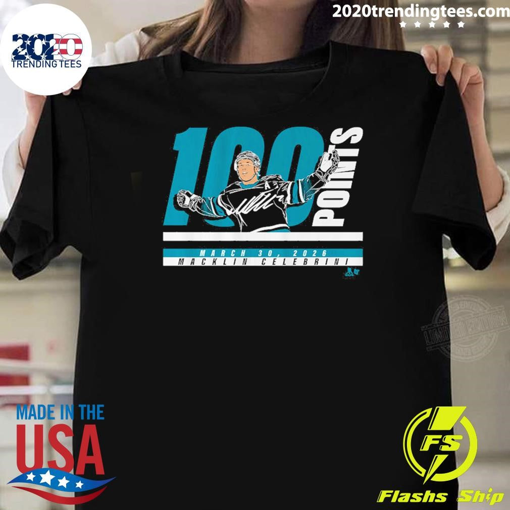 Macklin Celebrini 100 Points March 30, 2026 Shirt