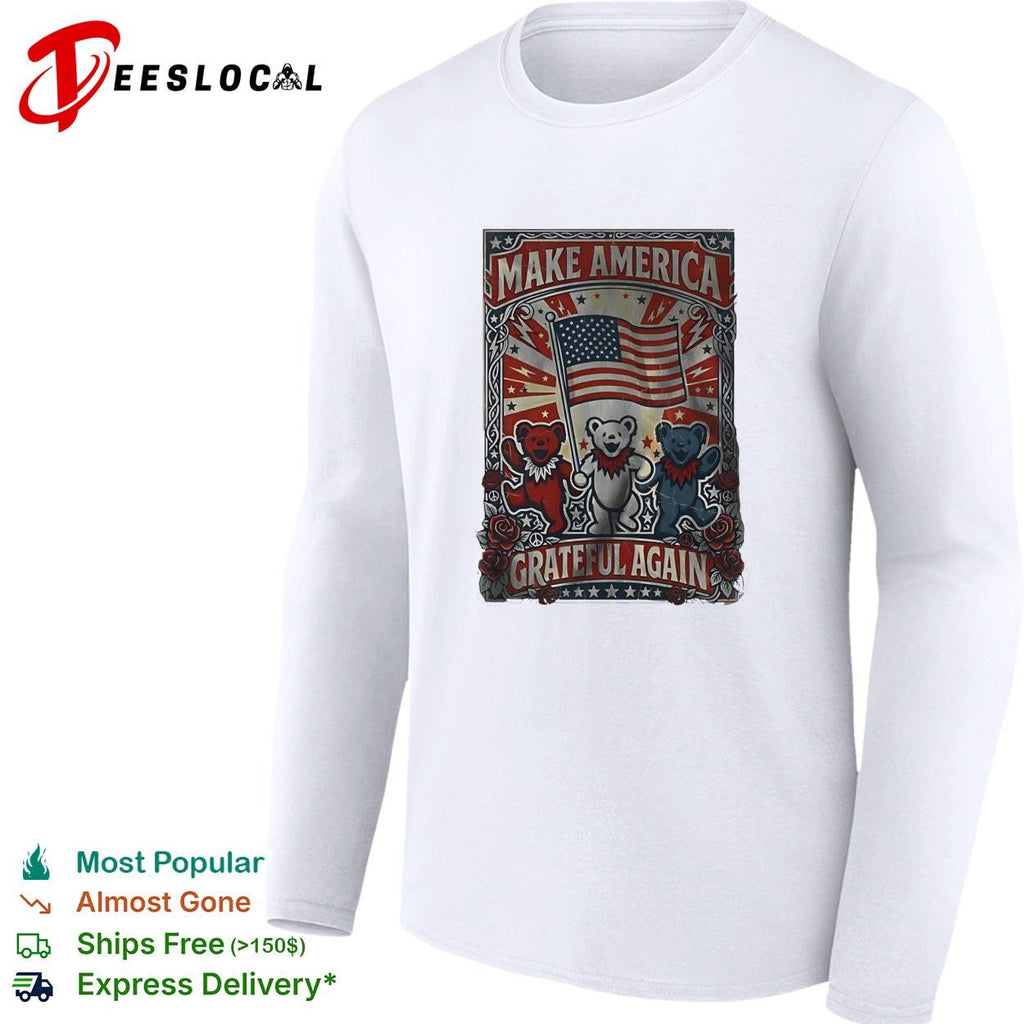 Make America grateful again bears flag roses vintage poster shirt