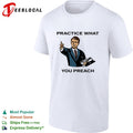 Male speaker practice what you preach shirt