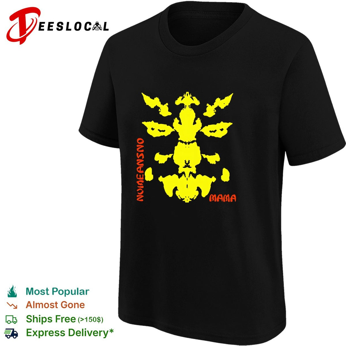 Mama Rorschach inkblot symmetry yellow black bold art shirt