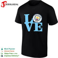 Manchester City LOVE Logo Soccer Fan Apparel Premier League Football Club shirt
