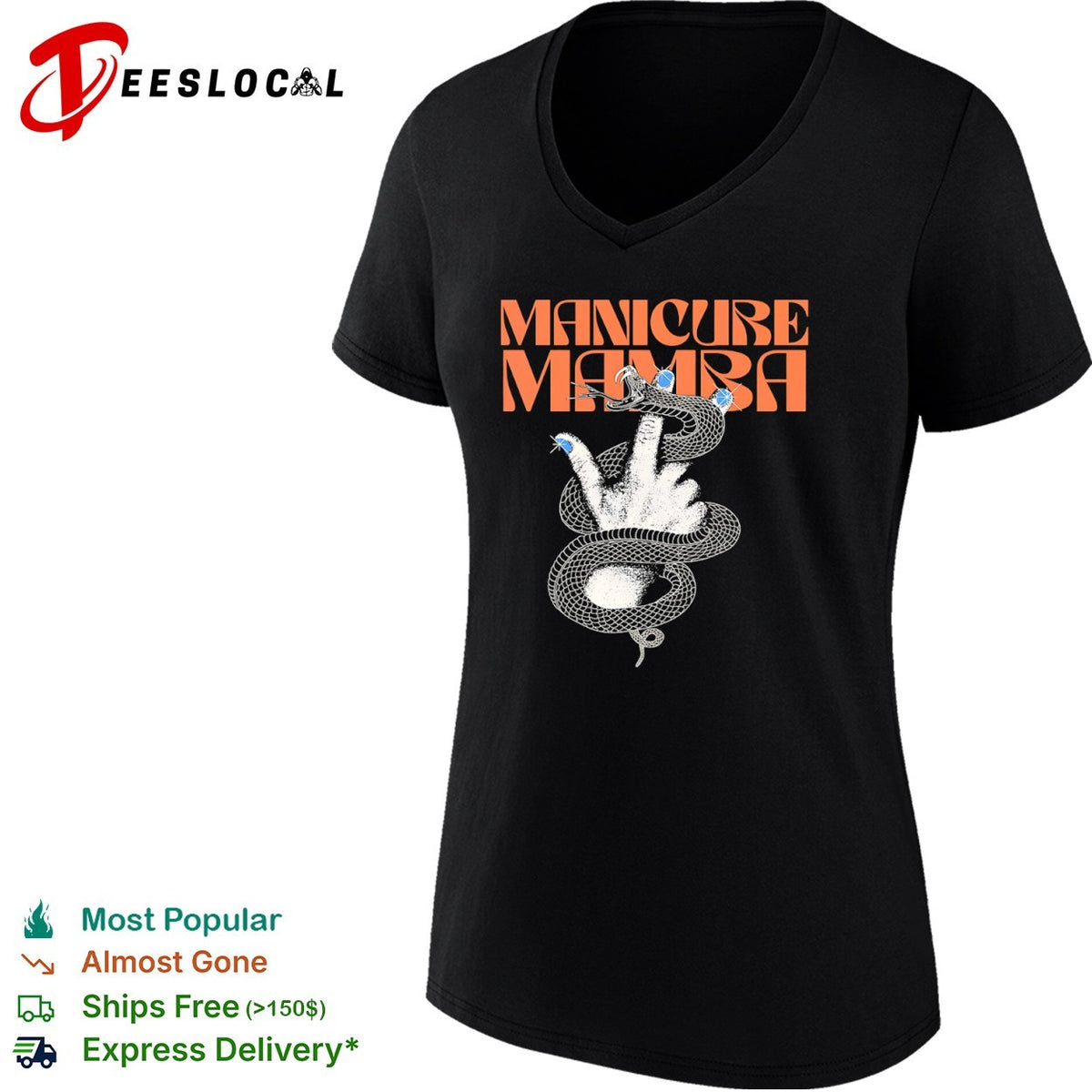 Manicure Mamba snake hand nail shirt