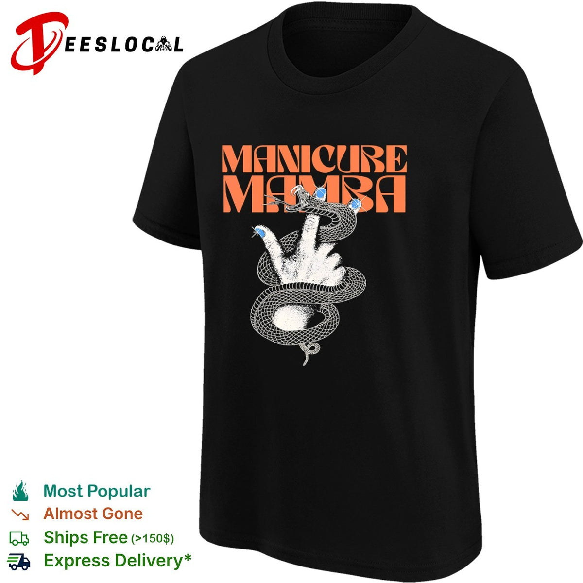 Manicure Mamba snake hand nail shirt