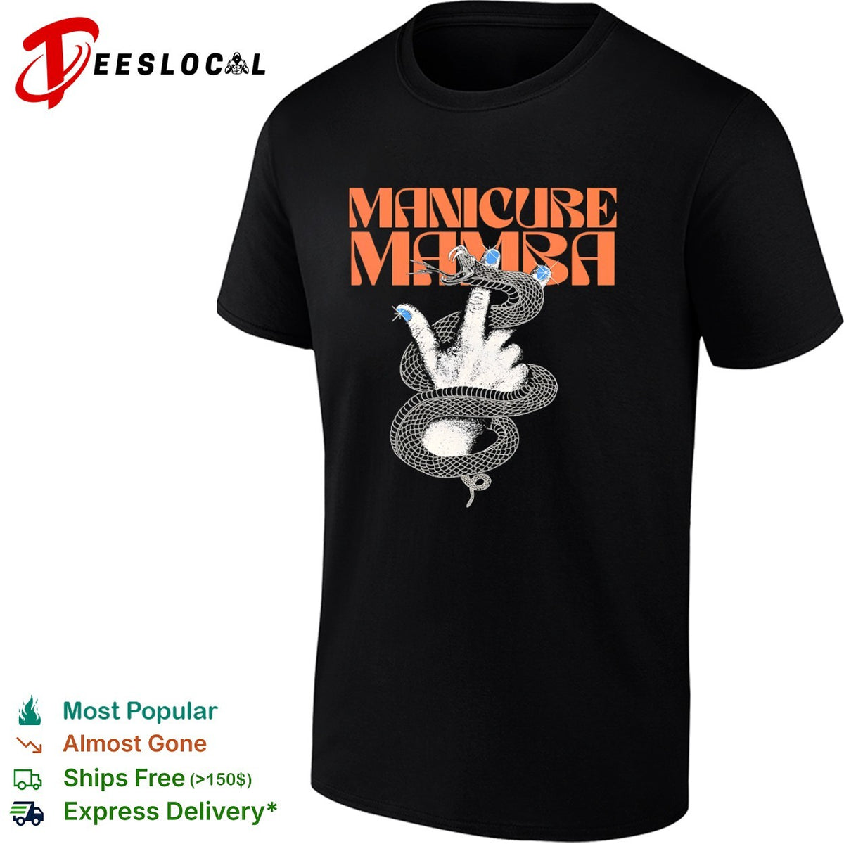 Manicure Mamba snake hand nail shirt