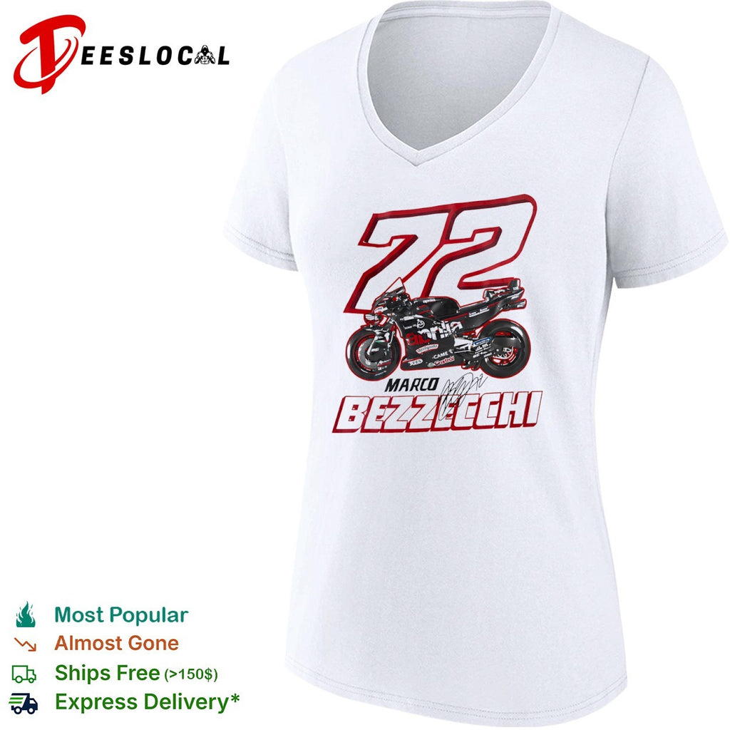 Marco Bezzecchi 72 Aprilia MotoGP Racing signature shirt