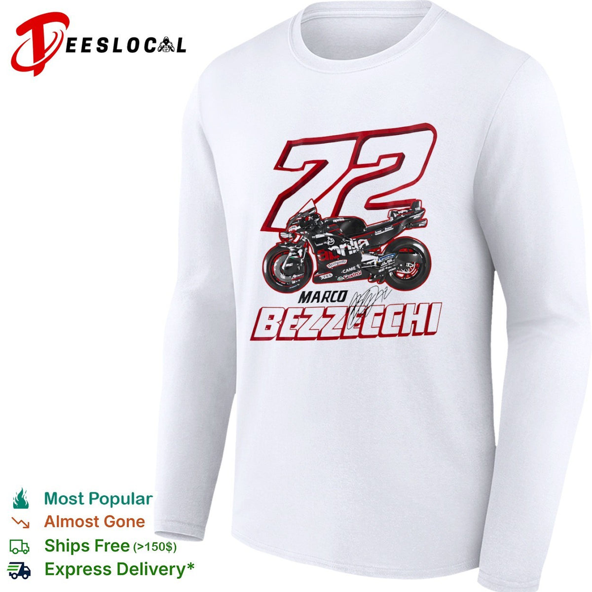 Marco Bezzecchi 72 Aprilia MotoGP Racing signature shirt