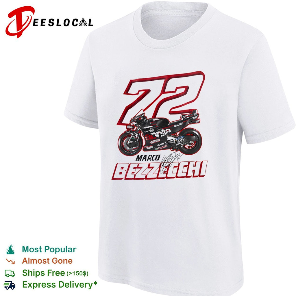 Marco Bezzecchi 72 Aprilia MotoGP Racing signature shirt